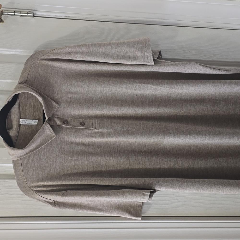 STYLUS BRAND MENS BIG & TALL LIGHT BROWN SHORT SLEEVES POLO SHIRT SIZE XXL